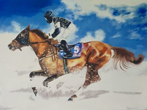 Reiter mit Pferd 110 x 90 cm
