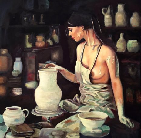 Die Töpferin 110 x 100 cm
