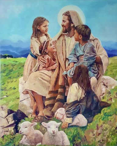 Jesus mit Kindern 140 x 100 cm
